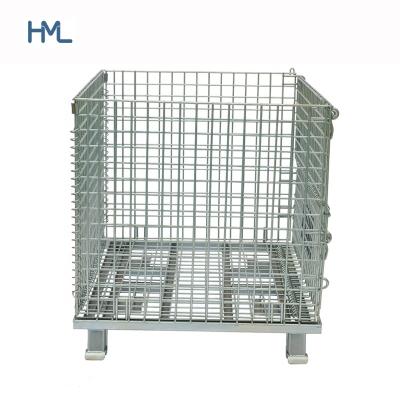 China Save Space Stackable Warehouse Industry Steel Metal Wire Logistics Collapsible Container for sale