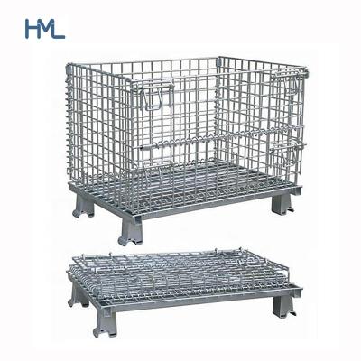 China PET Preforms Collapsible Industry Warehouse Storage Mesh Metal Crate Cage Container for sale