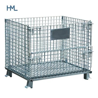 China Collapsible Warehouse Light Duty Zinc Galvanized Storage Steel Wire Collapsible Stacking Container for sale