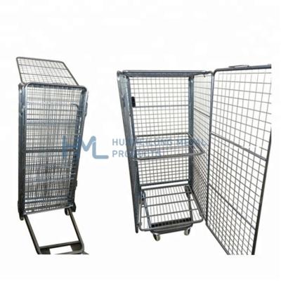 China Collapsible Wire Roll Cage Trolley Industrial Logistic Storage Warehouse Storage for sale