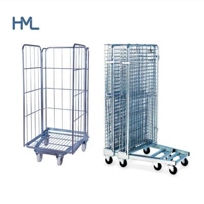 China Supermark China Supermark China Supermarket Industrial Zinc Folding Detachable 3 Finish Metal Rolling Cage Side Trolley For Logistics for sale