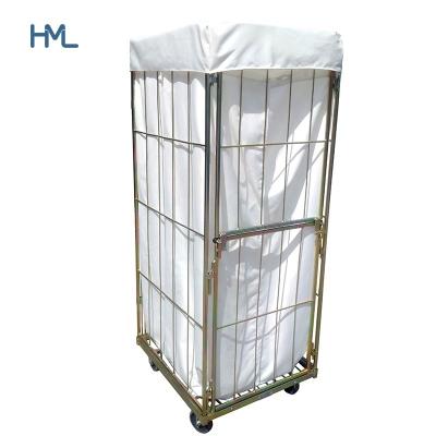 China Storage Customized Metal Commercial Collapsible Industrial Laundry Cart With Wheels for sale