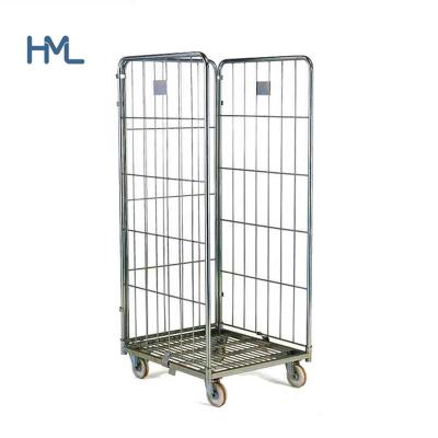 China Mild Steel Q235 3 Side 600 Kg Capacity Durable Storage Steel Folding Cage Roll Cart for sale