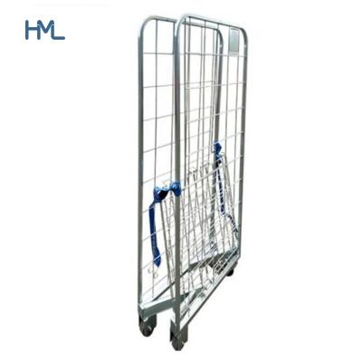 China Storage 2 Sides Warehouse Folding Steel Logistic Transport Storage Cart for sale