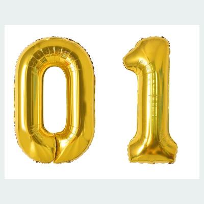 China Party Hot Sale Design Gold Helium Number 0-9 Foil Balloon Thin Number 16 Balloons 32 40 Inch for sale