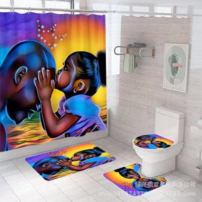 China Viable African Girls Digital Print Waterproof Shower Curtain for sale