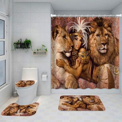 China Sustainable Tribal Women Series Digital Printing Shower Curtain Home Bathroom Waterproof Curtain for sale