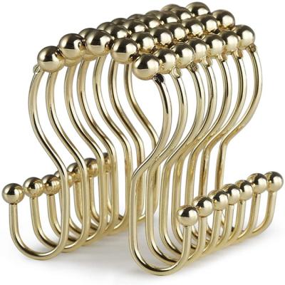 China Minimalist Metal Double Chrome Shower Curtain Hooks For Curtain for sale