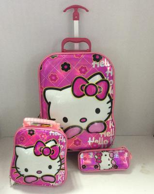 China Hot  sale  6D  Hello Kitty   Children luggage 3 pcs for sale