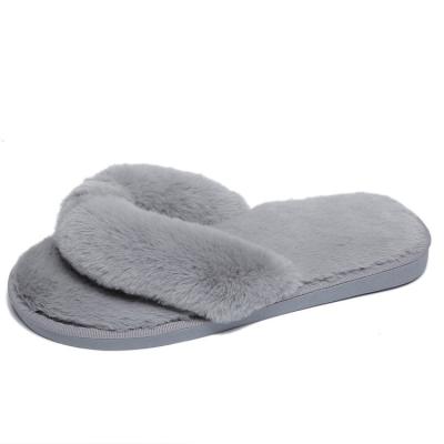 China Warm Soft Hairy Ladies Faux Fur Slippers Fashion Trend Bedroom Fluffy Fur Slippers Faux Fur Flip Flops for sale