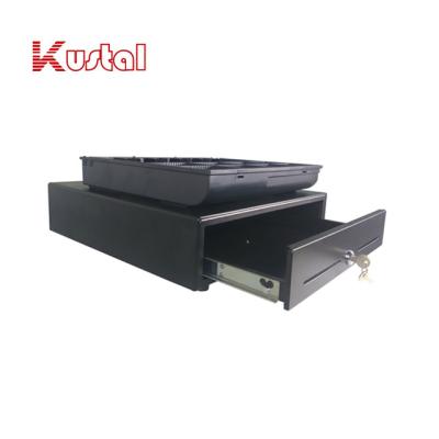 China 410 mm 24V RJ12 Micro Switch ABS HIPS Black Ball Bearing Slide Pos Cash Drawer for sale