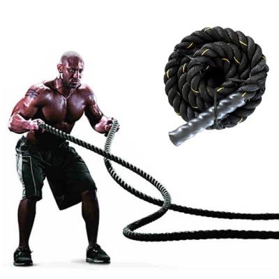 China Cheap Eco-friendly 50mm Polyester Training Fitness Rope Shock Absorption Battle Exercise Battle Ropes for sale