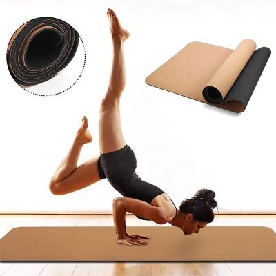 China 100% Custom Made Eco Friendly Personalized Waterproof Washable Durable Printing Natural Rubber Strip Anti-Slip Cork Yoga Mat for sale