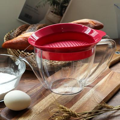 China Viable Hot Selling Kitchen Accessories Wholesale Plastic Cup Stock Gravy Separator Viable Measuring Sieve for sale