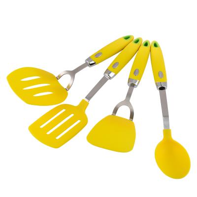 China 4 PCS Sustainable Hot Selling Heat Resistant Yellow Nylon Non Stick Kitchen Utensils Sptula Set For Cooking for sale