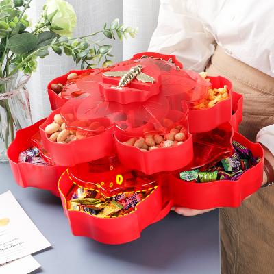 China Sustainable Premium Plastic Snack Food Storage Container Dry Rotating Candy Decorating Box for sale