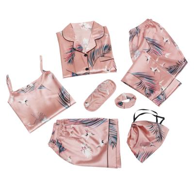 China QUICK DRY home robe seven piece home pajamas set silk sexy pajamas for women for sale