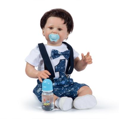 China 27 Inch Real Reborn Baby Dolls Handsome Toy 3D-Painted Skin Cloth Super Soft Touch Body Toddler Boy Toddler Dolls For Girls And Boys for sale