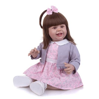 China Bebe Toys Doll Reborn Birthday Gifts For Kid Newborn Cute Toy 27 Inch 68 Cm Smiling Face Baby Toddler Soft Happy Body Pink Cloth Dolls for sale