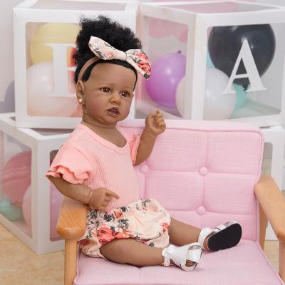 China Newborn Toddler Bath Doll Toy Full Body Silicone Africa Black Skin Baby Reborn Soft Touch Dolls 57cm Real Toys Kids Birthday Christmas Gift for sale