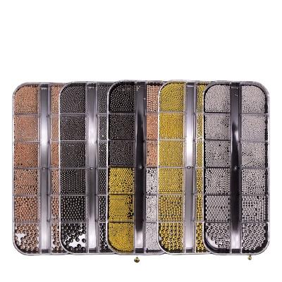 China Wholesale Mixed 3D Multi Modeling Design Mixed Metal Modeling 12 Grid DIY Nail Art Ball Four Colors Manicure Set for sale