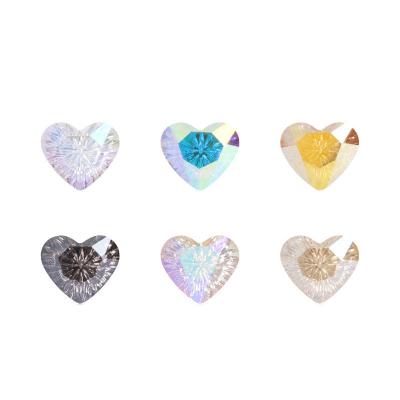 China Shiny Hot Sales Popular New K9 Nail Diamond Peach Heart Shaped Arc Carving Flat Bottom Gem Crystal Glass Manicure Material for sale