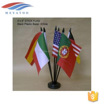 China Wholesale FLYING Desktop Flag Stand Polyester Table Flag With Flag Pole Base 8 Holes for sale