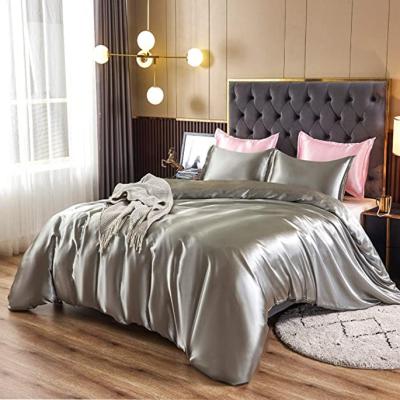 China Cooling Ultra Soft Breathable Luxury Silk Duvet Cover Bedding Set With Zipper Closure And Corner Ties for sale