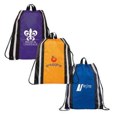 China None Wholesale Colorful Recycled Reflective Polyester Custom Security Drawstring Bags for sale