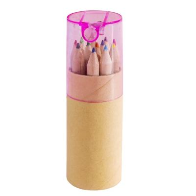 China Promotional Pencil Color Pencil Set Wholesale Custom 3.5 Inch 12 PCS Natural Wood Colored Pencil Set With Sharpener for sale