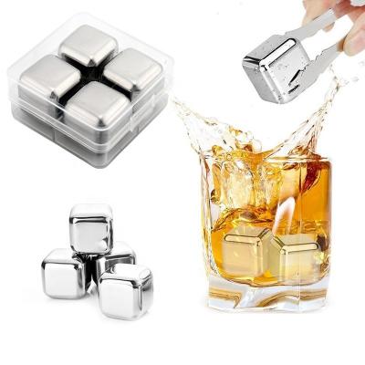 China Viable Wholesale Customized 304 Stainless Steel Reusable Whiskey Ice Cube Whiskey Stone Cooling Stones for sale