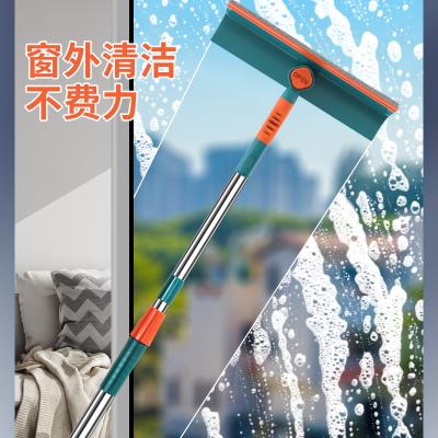 China Latest Sustainable Household Window Cleaning Silica Gel Scuffing Item Lengthen Rod 180 Telescopic Rotation Two Tone Clean Glass Mop for sale