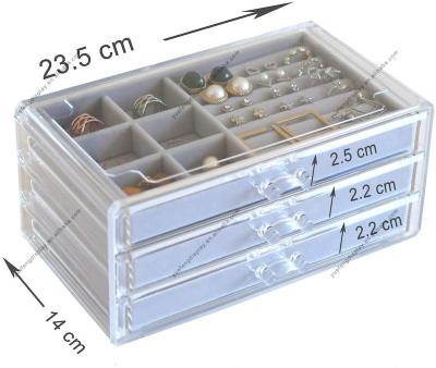 China Morden Wholesale Luxury Acrylic Case Transparent Jewelry Storage Box For Jewelry Shop Room Storage for sale