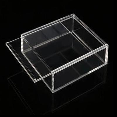 China Sustainable Wholesale Acrylic Storage Box With Lid Plexiglass Box With Sliding Lid for sale