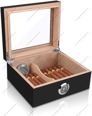 China High gloss hot sale cedar wood/MFD cigar cases/classic handmade humidors with transparent lid for storing cigars for sale