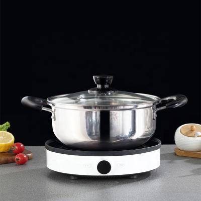 China Viable High Quality Thickened Induction Cooker Stainless Steel 22cm Double Pot Glass Cover Soup Pot Ears Cooker for sale