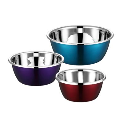 China Disposable Amazon Salad Bowl Stainless Steel Pot Stainless Steel Basin Hot Dressing Extra Thick Suit With Big Edge Rear Mixing Bowl 3PCS for sale