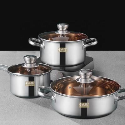 China High Quality Pot Kitchen Supplies Durable Extra Thick Pot Set 6 PCS Cookware Set Set Pot Universal Cooking Cooker for sale