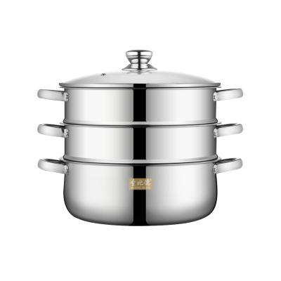 China Sustainable Three Layer Stainless Steel Steamer And Full Glass Top Steamer Cover Cooking Pan With Kitchen Supplies for sale