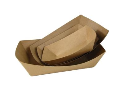 China 100%Eco friendly disposable food grade paper food tray food container hot dog french chips snack paper tray for sale