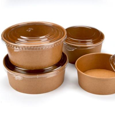 China Manufacturer kraft paper salad bowl eco-friendly brown paper food container with lid food grade paper bowl for sale