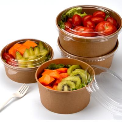 China High quality eco friendly kraft paper salad bowl disposable salad container take out food container packaging boxes for sale