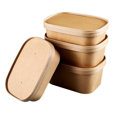 China Hot sell biodegradable kraft paper bowls food packing containers salad fruits paper box for sale