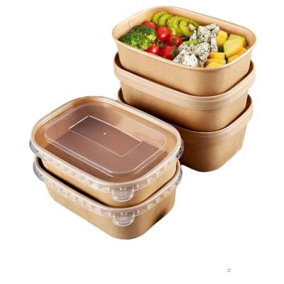 China Factory direct rectangle kraft paper bowls eco-friendly white paper salad bowl food container for sale