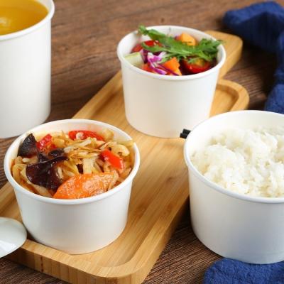 China Disposable paper hot soup cups food grade white paper bowls leakproof paper soup cups for sale