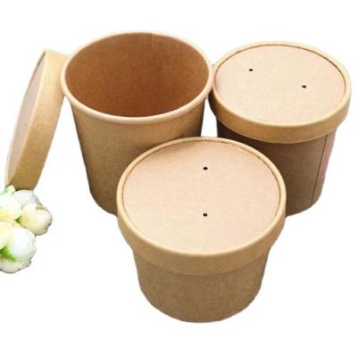 China Wholesale eco friendly kraft paper soup cups hot soup container leakprood food grade paper bowls with paper lids for sale