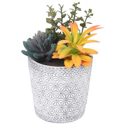 China Wholesale Indoor Outdoor Cute Plastic Decorative Succulent Artificial Succulent Small in Cement Pots 20cm for sale