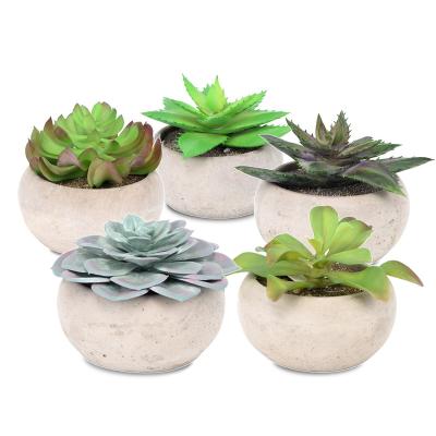 China High Quality Indoor Outdoor Decoration Succulents Set Potted Artificial Plants Fake Bonsai Greenery Succulent Decor Wholesale for sale