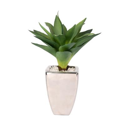 China Custom Indor Decoration HuiCai Aloe American Natural Agave Artificial Plants With Ceramic Pot Wholesale for sale