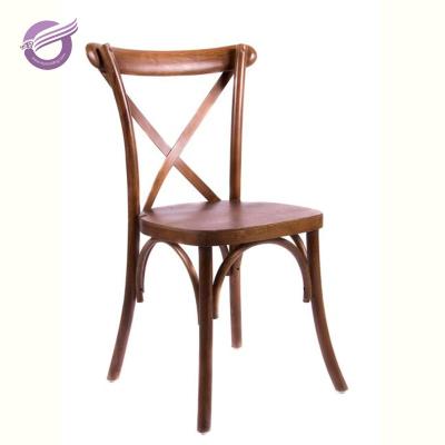 China ZY00430 Modern Cross Back Wooden Dining Stackable Chair for sale